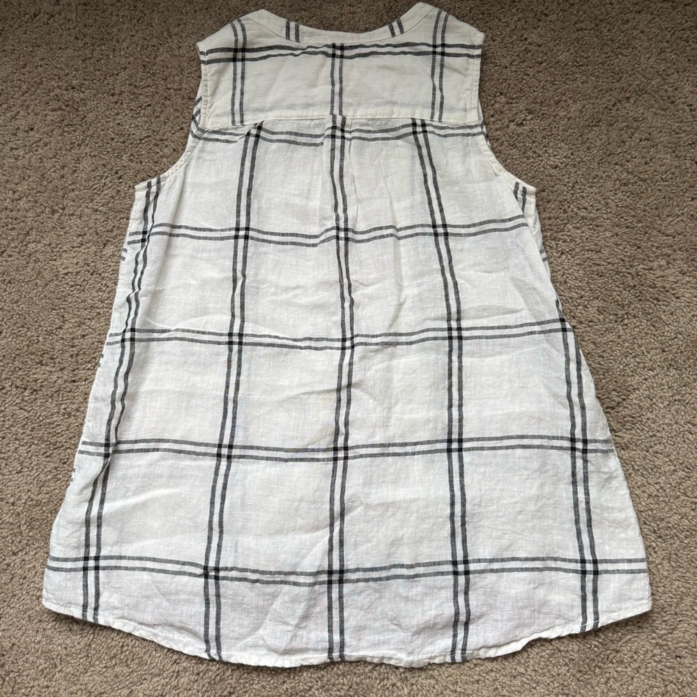 Christian Siriano 100% Linen Tank Top Blouse White Striped with Black Small - Picture 7 of 7
